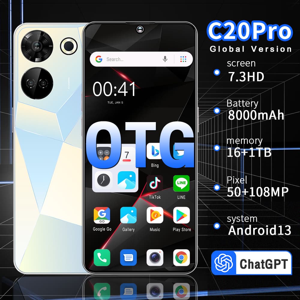 AliExpress specializes in cross-border C20 Pro mobile phone foreign trade large screen smart Android mobile phone source factory can be shipped on behalf of