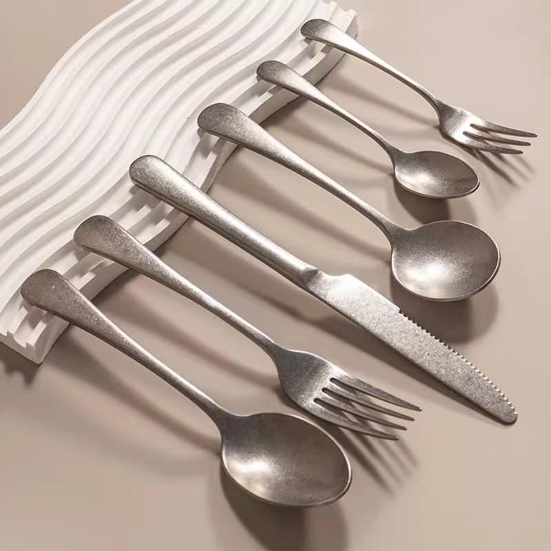 Leon INS 304 Stainless Steel Tableware, Tony Vintage Brushed Knife, Fork, Spoon, Western Tableware Set
