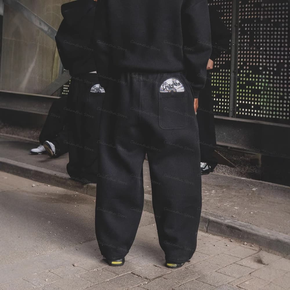 Cross-border European and American trendy brand embroidered casual pants for men, new high-street fashion design sweatpants, loose fit, versatile jogger pants