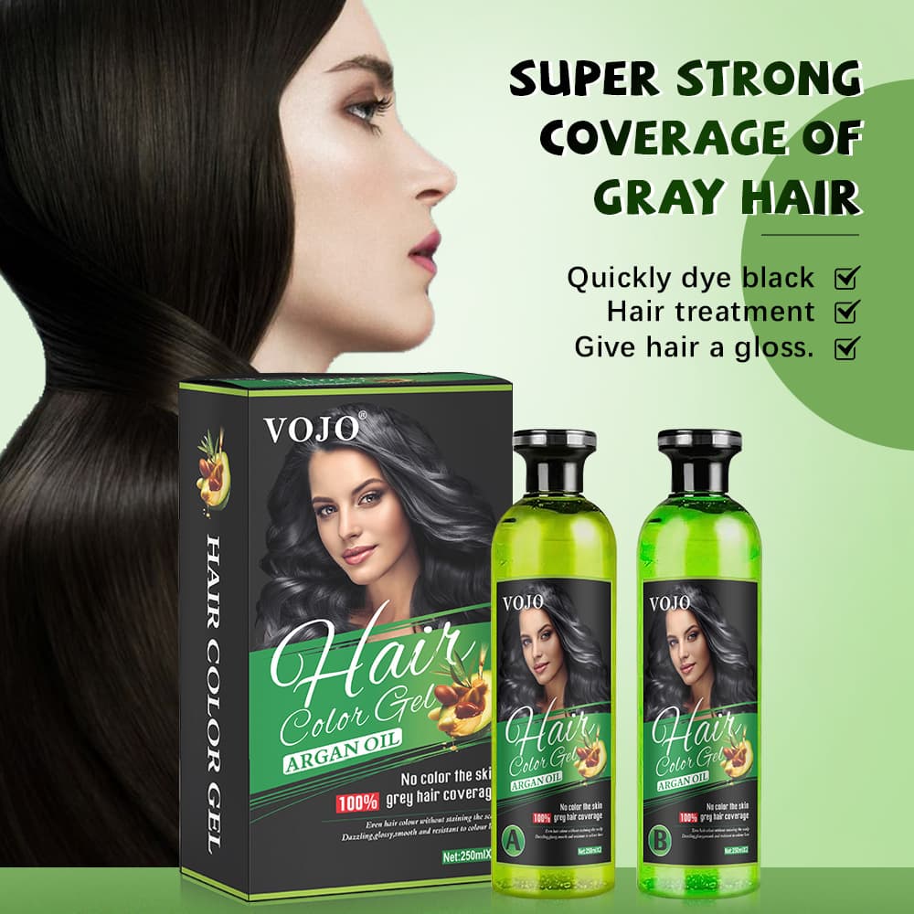 VOJO Cross-border Hair Dye Gel Washable Temporary Black Hair Gel 250*2ml Plant-based Hair Dye