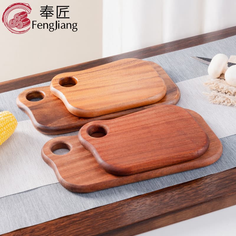 Solid Walnut or Ebony Wood Cutting Board, Double-Sided Kitchen Chopping Block for Bread and Fruits