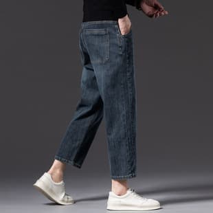 2025 Fall New Loose Straight Leg Comfortable Soft Cropped Jeans Stretch Trendy Versatile Fashion Cropped Pants