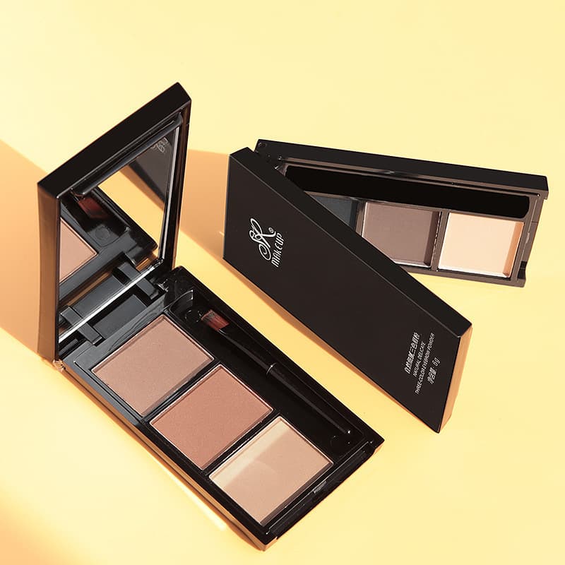 Free Shipping / Brow Powder A1p601 - Natural Delicate Three-Color Combination Brow Balm & Powder Tape Brush Eye Contouring