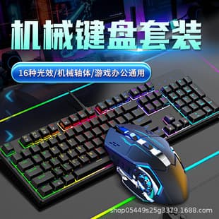 104-Key True Mechanical Wired Keyboard Blue Switch Red Switch Rainbow Backlight Full Key Anti-Ghosting Gaming Office Wholesale