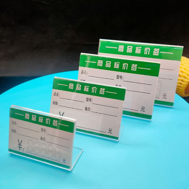 Acrylic L-Shaped Table Price Card Transparent Display Stand Supermarket Price Tag Holder Organic Glass Label Holder
