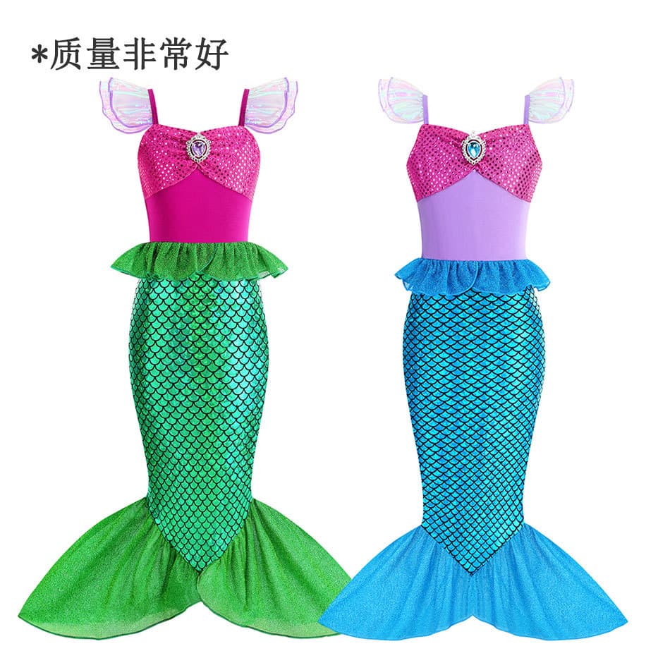 Mermaid Halter Fishtail Dress Children's Day Summer Dress Ariel Mermaid Fishtail Dress for Girls