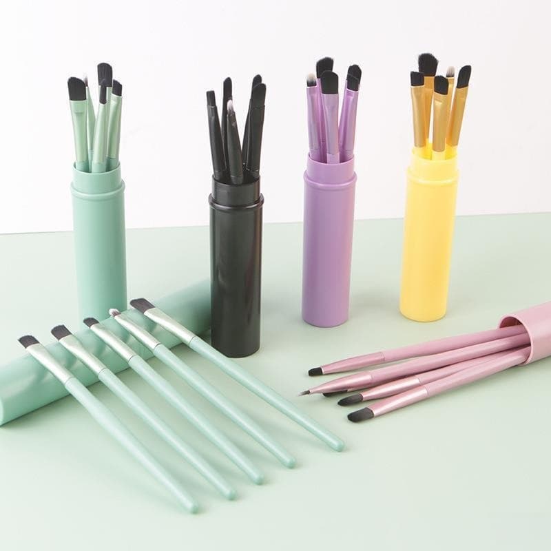 5-Piece Makeup Brush Set Soft Bristle Eyeshadow Brush Blending Brush Concealer Brush Precision Lip Brush Eyebrow Brush with Portable Storage Tube