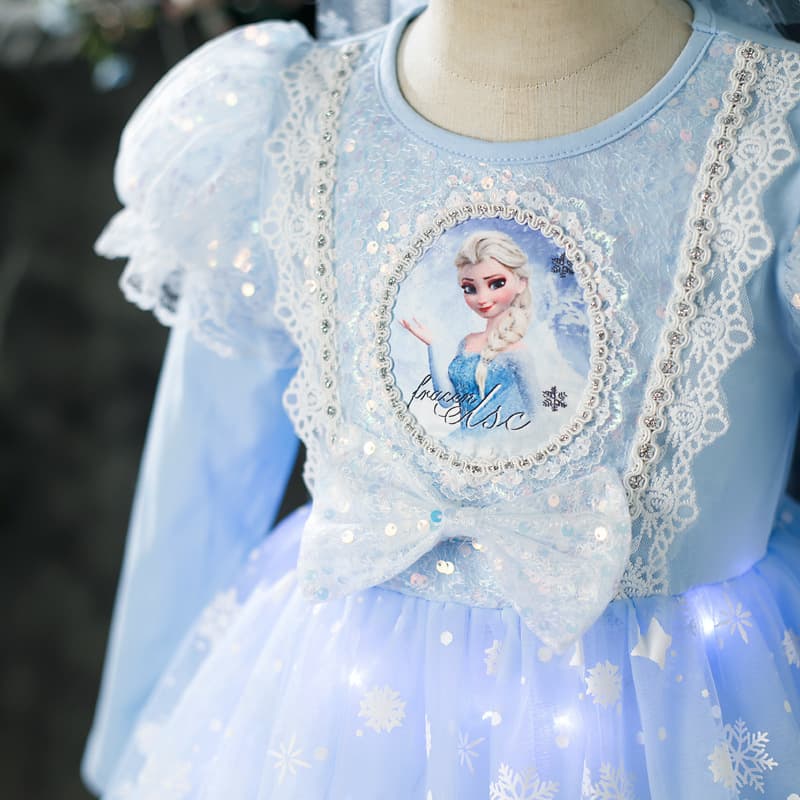 Luminous skirt Princess Elsa new genuine Elsa princess skirt Frozen long-sleeved girls skirt children's clothing