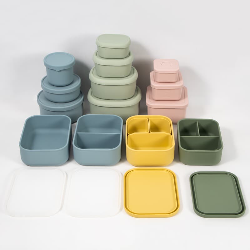 Food-Grade Silicone Lunch Box Set for Office Workers, Lightweight Microwave-Safe Airtight Bento Box