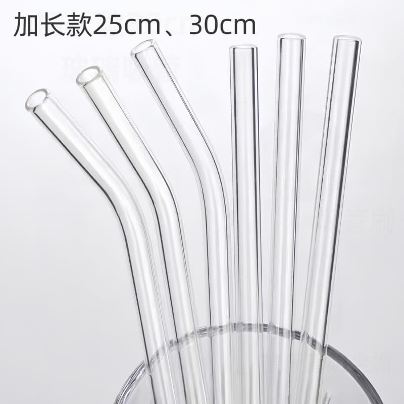 Extended 30cm Clear Heat-Resistant Glass Straw for Stanley Tumbler, Food-Grade Bent & Straight Universal, for Pregnant Women