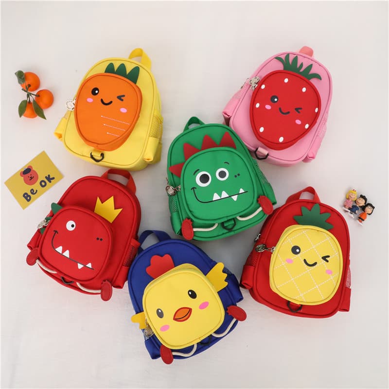 Spring New Style Children's Backpack Korean Style Cartoon Pineapple Cute Fruit Boys Canvas Backpack Kindergarten Backpack