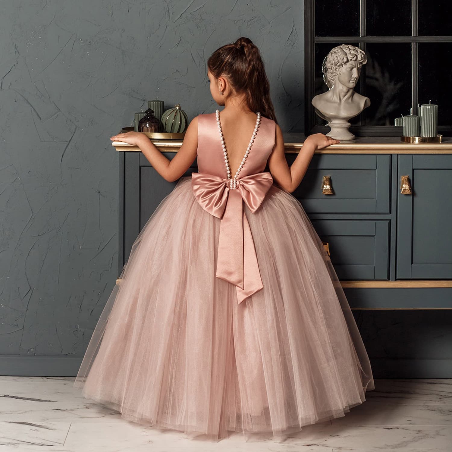 Flower Girl Wedding Dress Backless Tulle Dress for Kids Party Hostess AliExpress Cross-Border Trade