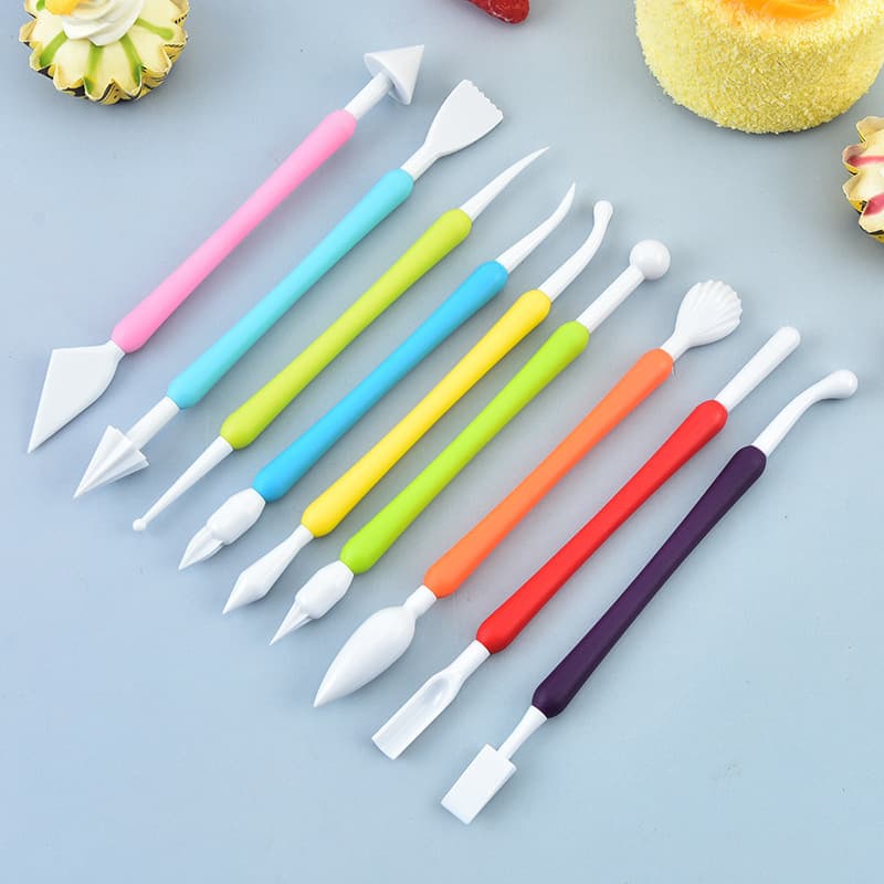 9PCS Fondant Carving Pen Set Cream Cake Cookie Icing Decorating Knife Baking DIY Tool Kit