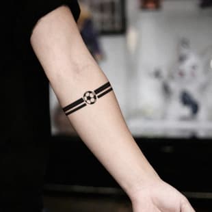 Symmetrical Vertical Stripes Football Tattoo Sticker Black Thick Line Stripes Football Pair Pattern Waterproof Temporary Tattoo