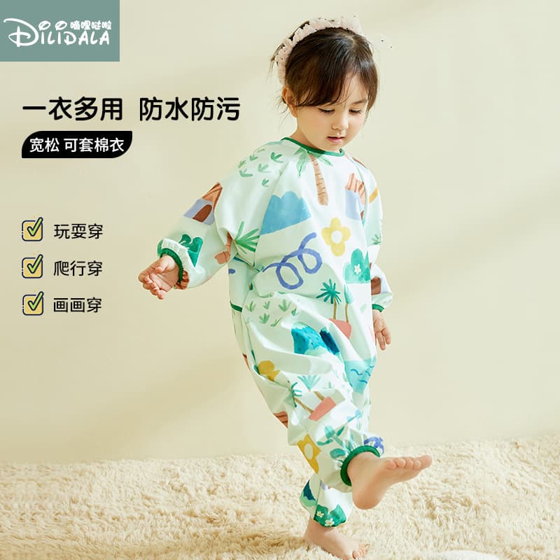 Baby Crawling Dirt-Resistant Body Cover Clothing, Newborn Infant Protective Clothes, Children Animal Pattern Cartoon Flower