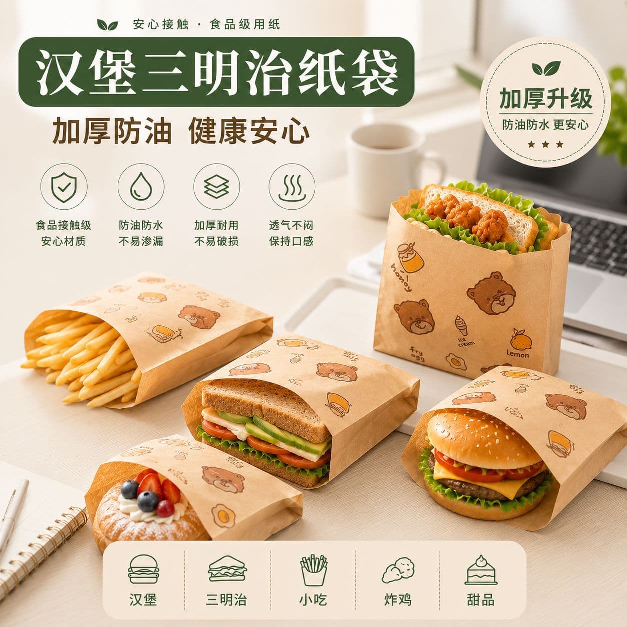 Hamburger Wrapping Paper Bags Disposable Food Greaseproof Sandwich Handheld Pancake Breakfast Stuffed Egg Mochi Roujiamo