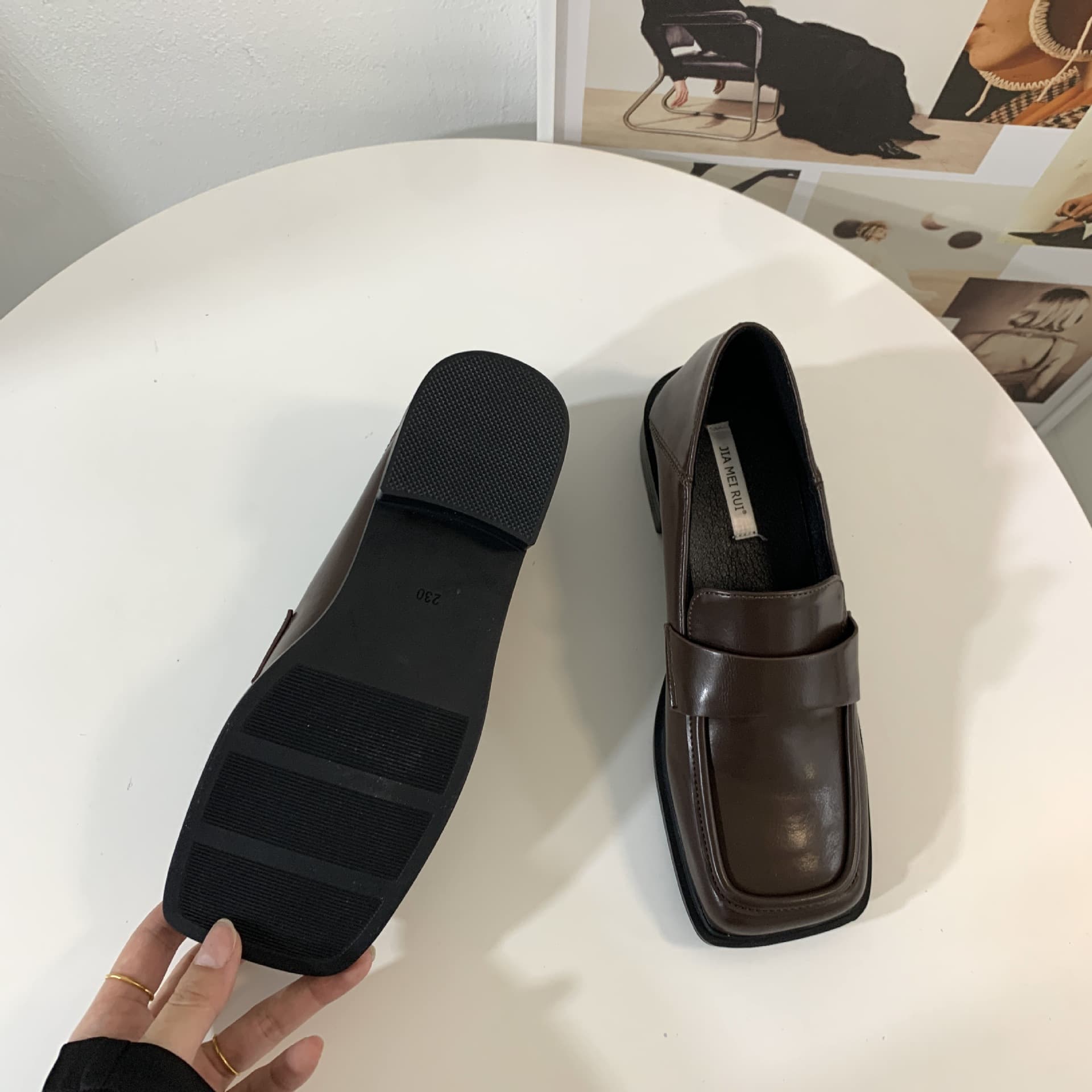 Wholesale New British Style Loafers for Women, Versatile Fashion Square Toe Chunky Heel Soft Sole, Sandals