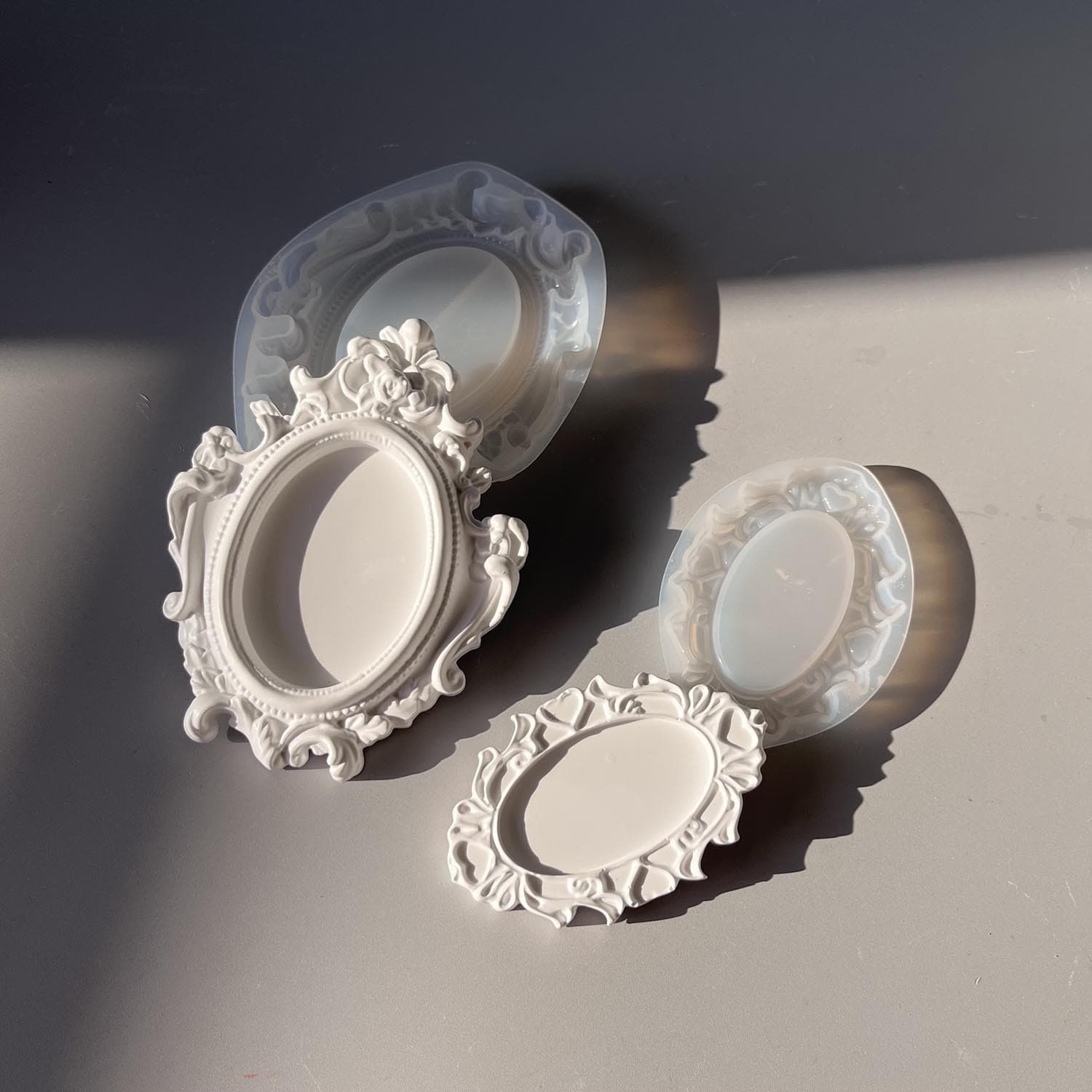 European Style Relief Ornament Tray Silicone Mold for Jewelry Earring Holder Dish Plaster Resin Mold