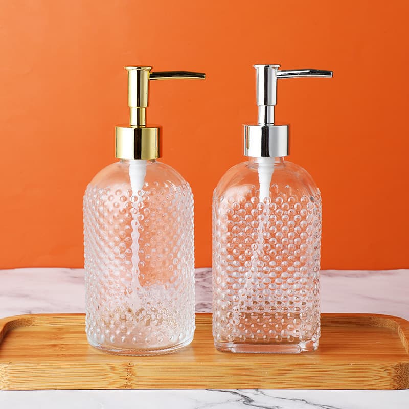 Wholesale In-Stock Glass Hand Sanitizer Bottles, Transparent Press-Type Bathroom Shower Gel Bottles, Hotel Shampoo Empty Bottles, Lotion Dispensers