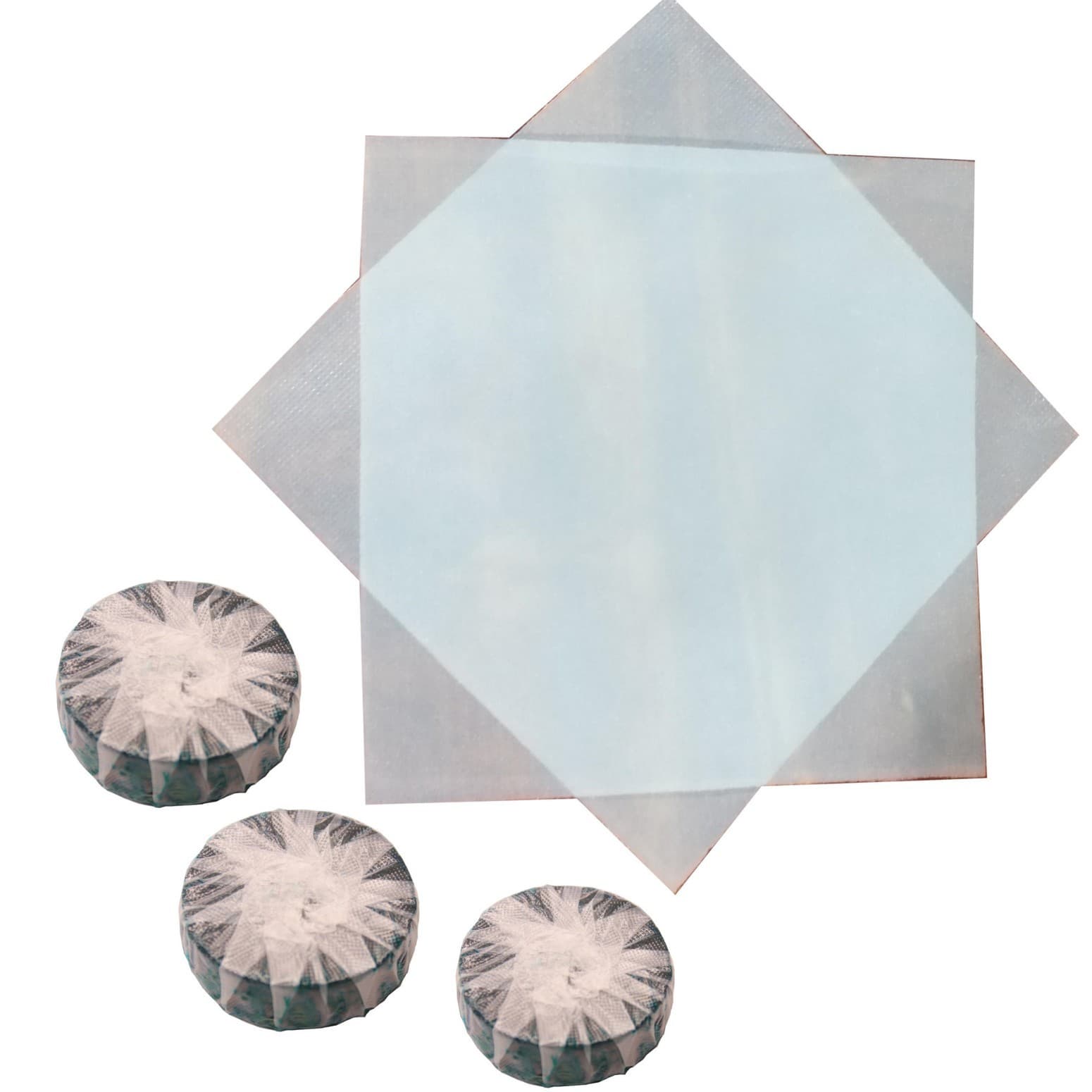 Factory direct sales of PVA and PVOH water-soluble toilet bowl blocks, blue bubble-shaped plastic packaging film. Green, environmentally friendly, and cost-effective.