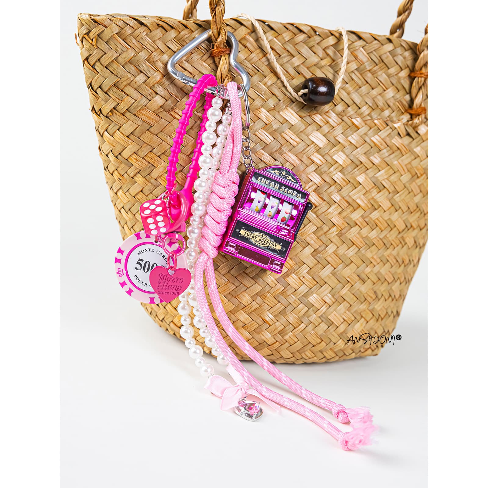 Pink chips miu bag pendant handmade diy lanyard bag decoration hot cross-border new keychain