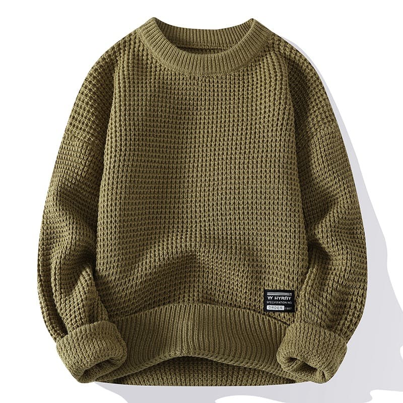 2024 New Style Men's Pullover Sweater Vintage Coarse Needle Round Neck Casual Scene Autumn/Winter Sweater