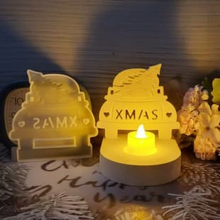 S0897 Car Christmas Tree Desktop Decorative Cement Plaster Mold DIY Silicone Mold