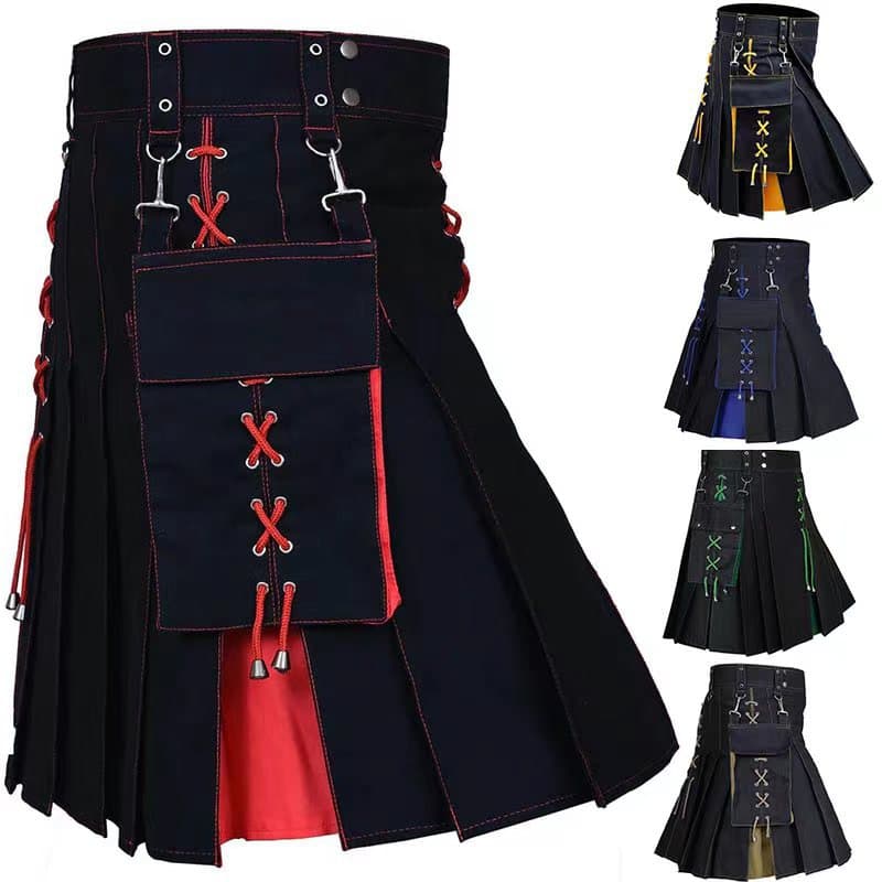New product men's Amazon AliExpress hot sale hit Scottish festival skirt multi-color medieval pleated skirt