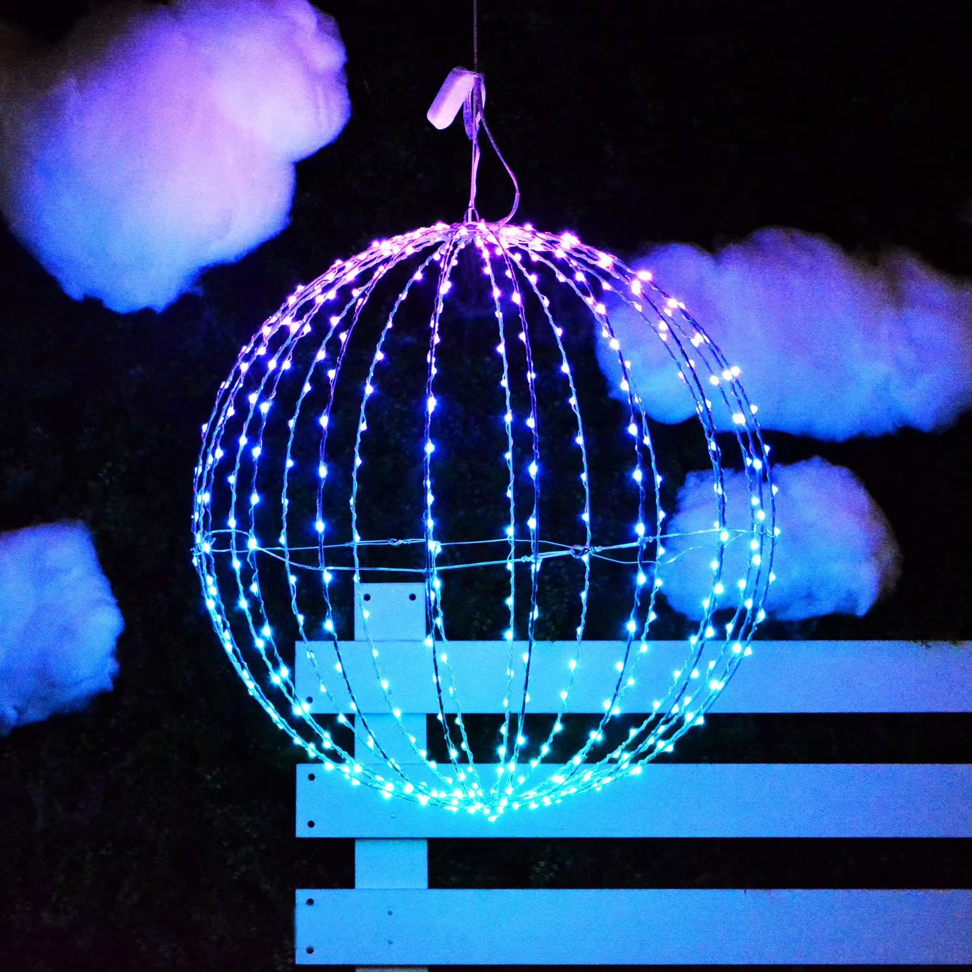 Cross-Border Bestseller Halloween Decoration, Round Colorful Light for Yard Christmas Tree, LED Light Simple Decorative Pendant Lamp