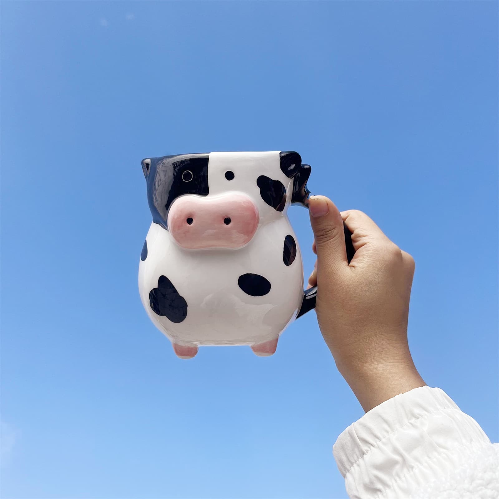 Cartoon Cow Ceramic Cup, Cute Souvenir, Creative Animal Drinking Cup, Cross-Border High-Looking White Clay Mug