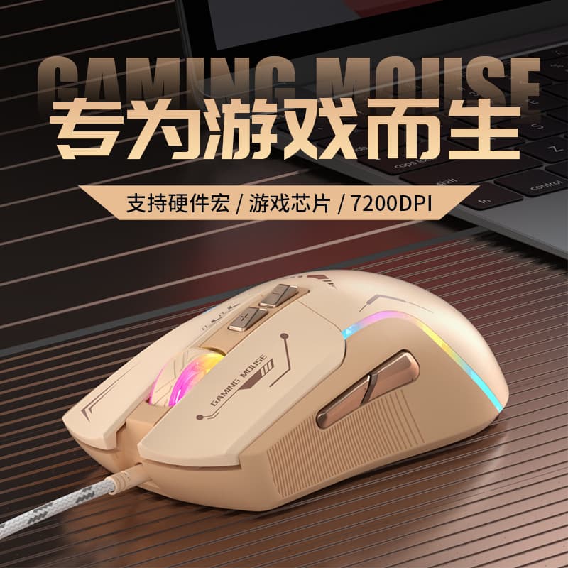 Gaming Mouse Wired Mechanical Style RGB Glowing Chicken Eating Universal Computer Silent Esports Mouse Private Model
