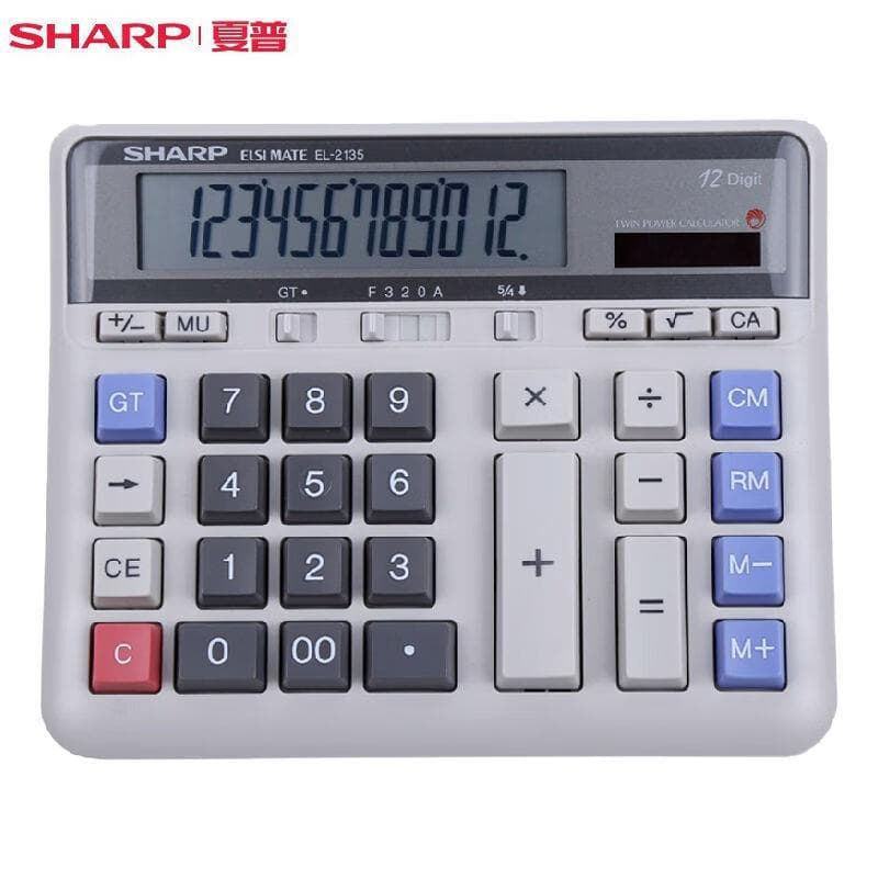 SHARP EL-2135 Calculator for Banking, Financial Accounting, Computer Keypad, Gray