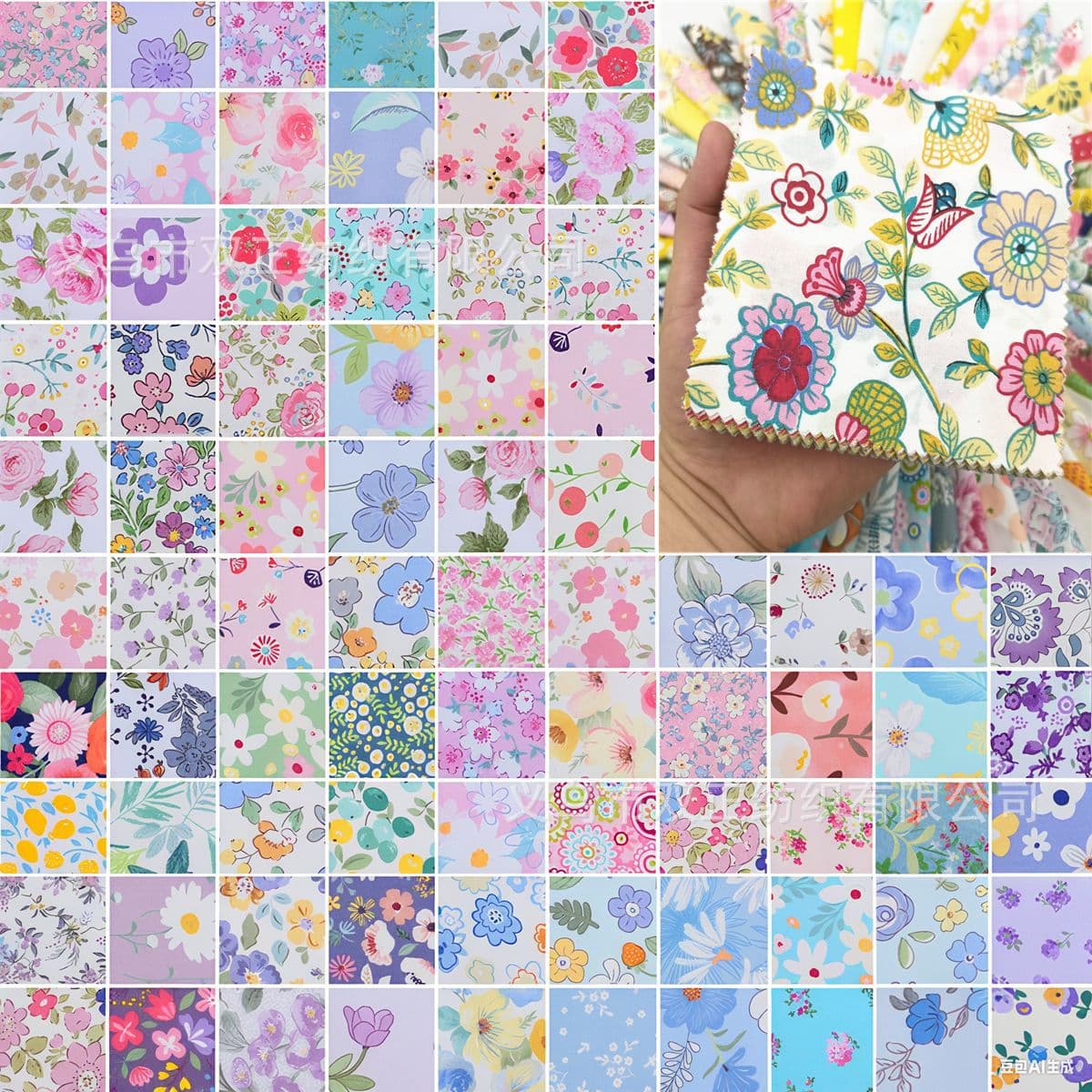 Pure Cotton Fabric Set Twill 50pcs/100pcs DIY Small Floral Scraps Country Style Handmade Doll Making
