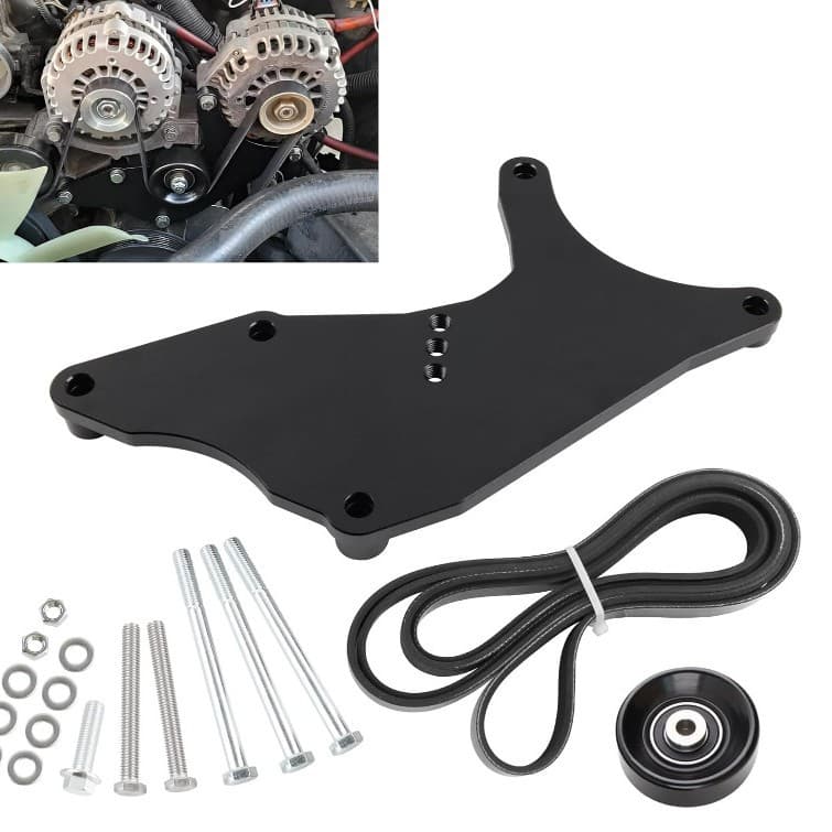 RS008-BK Truck Dual Alternator Mount Kit Compatible with 4.8L, 5.3L, 6.0L, and 6.2L Bolts