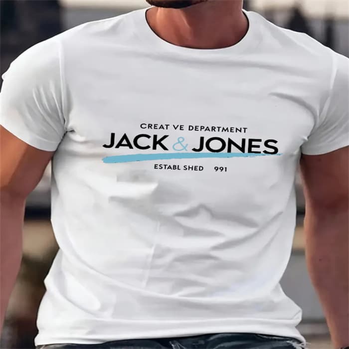 Cross-border Short Sleeve T-Shirt European and American Summer New Men's Fashion Casual Commute Versatile Round Neck Printed Short Sleeve T-Shirt