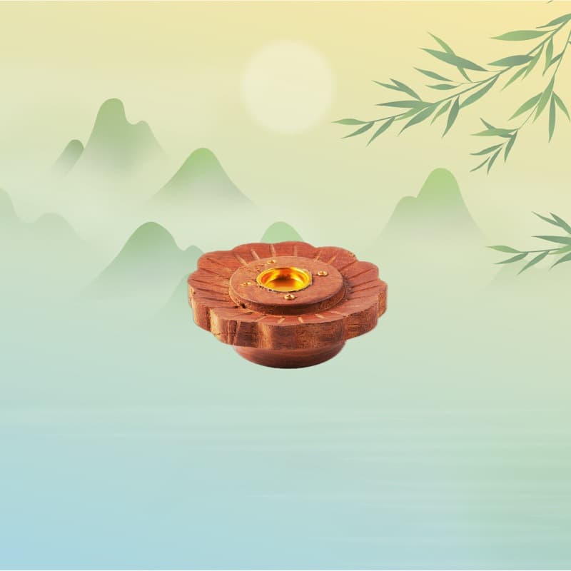 Indian rosewood flower-shaped incense tower incense string incense multi-purpose wooden incense burner hollow incense set inlaid with copper aromatherapy furnace wholesale