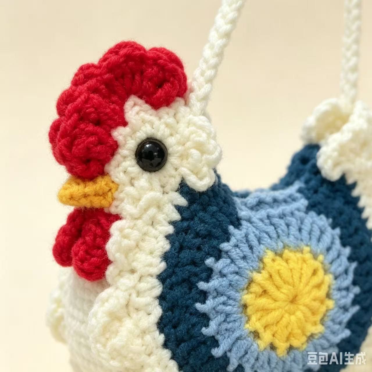 Crossbody Rooster Bag Egg Pouch Coin Purse Cute Crochet Mini Crochet Handmade DIY Earbud Case Rooster