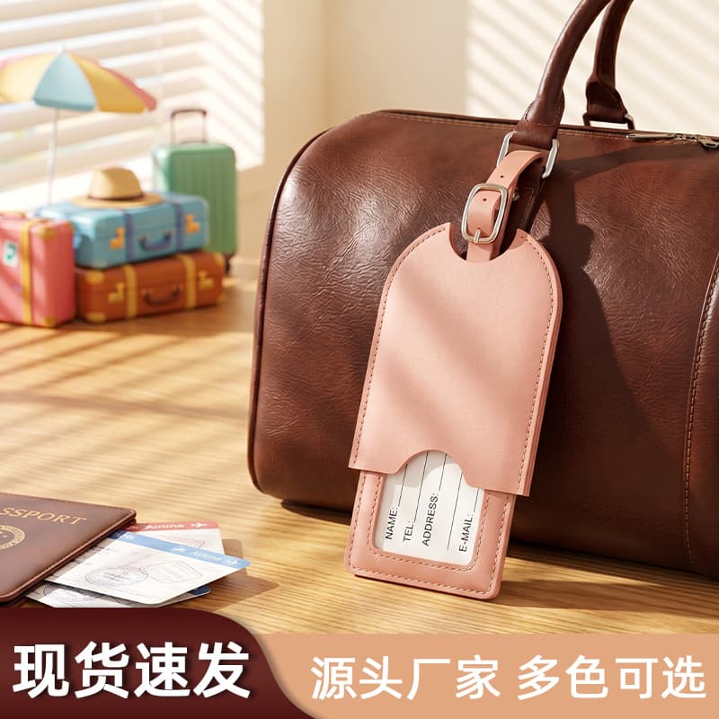 Cross-border Wholesale Hidden High-end PU Leather Luggage Tag Pull-out Suitcase Tag Leather Boarding Pass Identifier