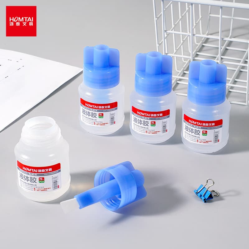 Hongtai Liquid Glue with Brush 70ML Office Handmade Paper Sheet Easy Stick Water Lotion Glue Wholesale