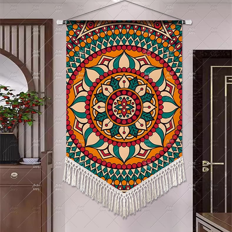 Southeast Asian triangular decorative curtain Thai style hanging painting Indian style restaurant door hall pennant curtain hanging cloth