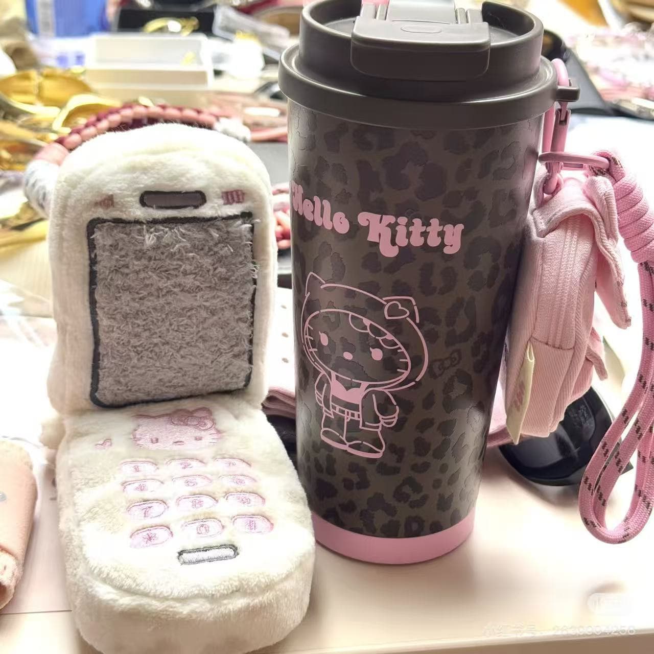 New Double-Drink Beast Coffee Cup Leopard Print Car Large Capacity Straw Stainless Steel Tumbler
