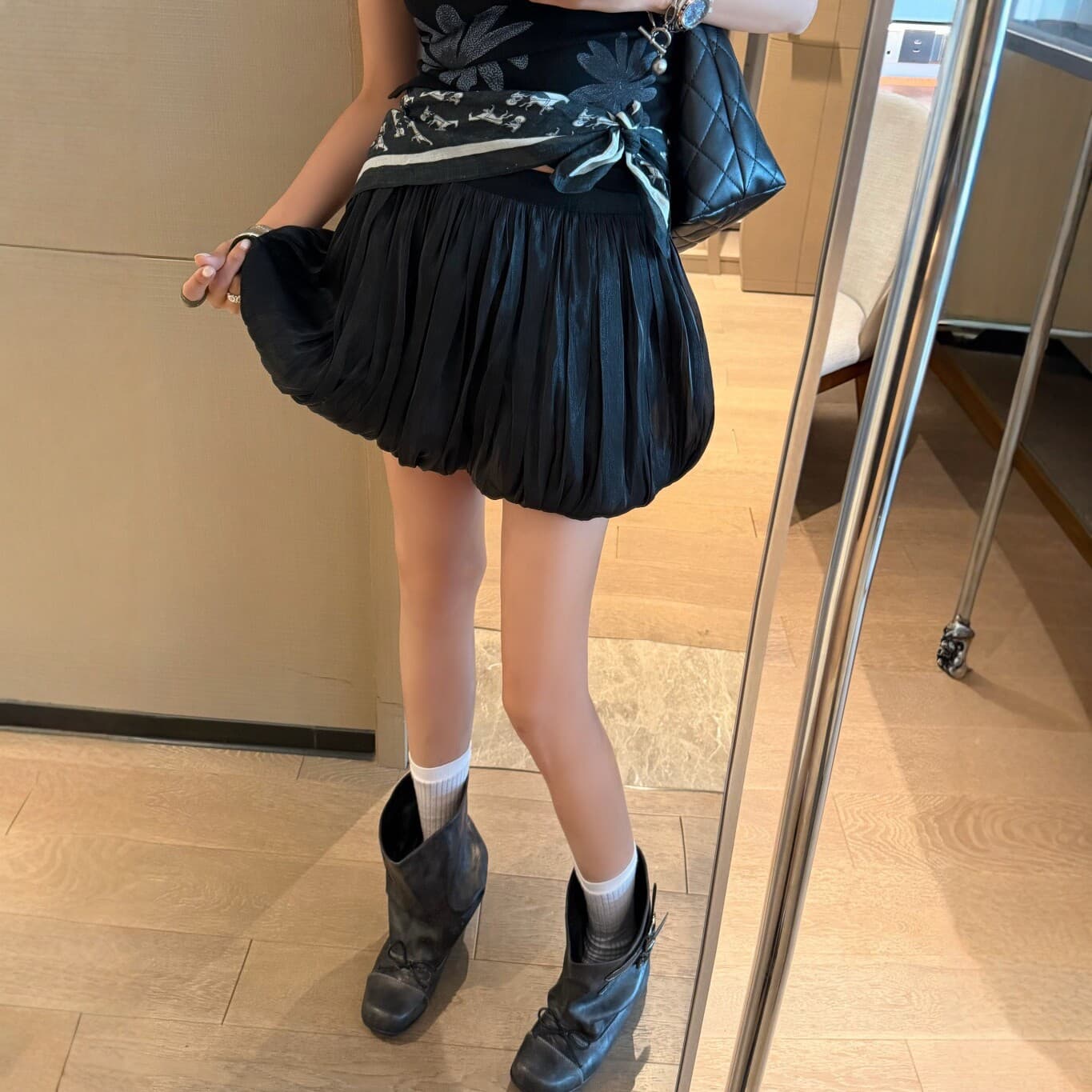 High Waist Puffy Half Skirt Women 2026 New Slim A-Line Short Skirt Versatile Pleated Flower Bud Skirt Summer Fashion Skirt