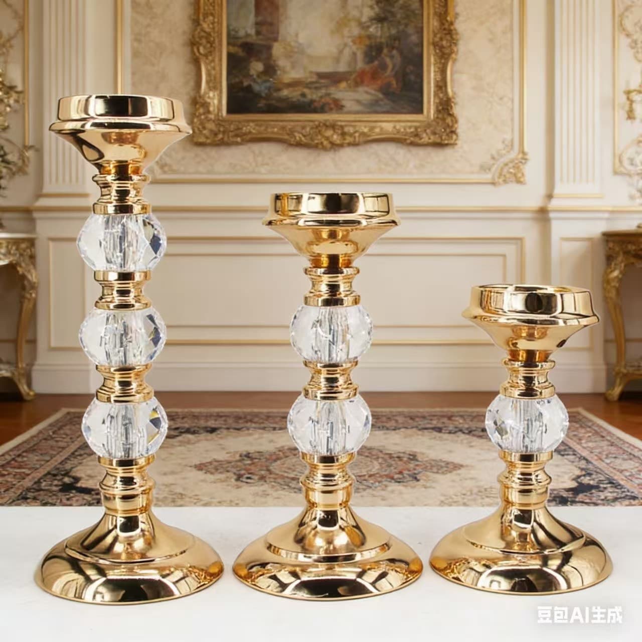 Cross-border Amazon Gold Acrylic Candle Holder Decorative Home Candlelight Dinner Wedding Iron Candle Holder Ornament