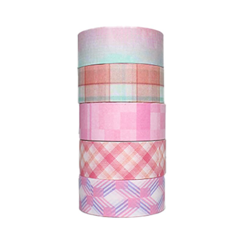 Checkered Planner Tape, Grid Pattern and Washi Tape Set, DIY Decorative Materials, Grid Cross-Border 5 Rolls, In-Stock Planner