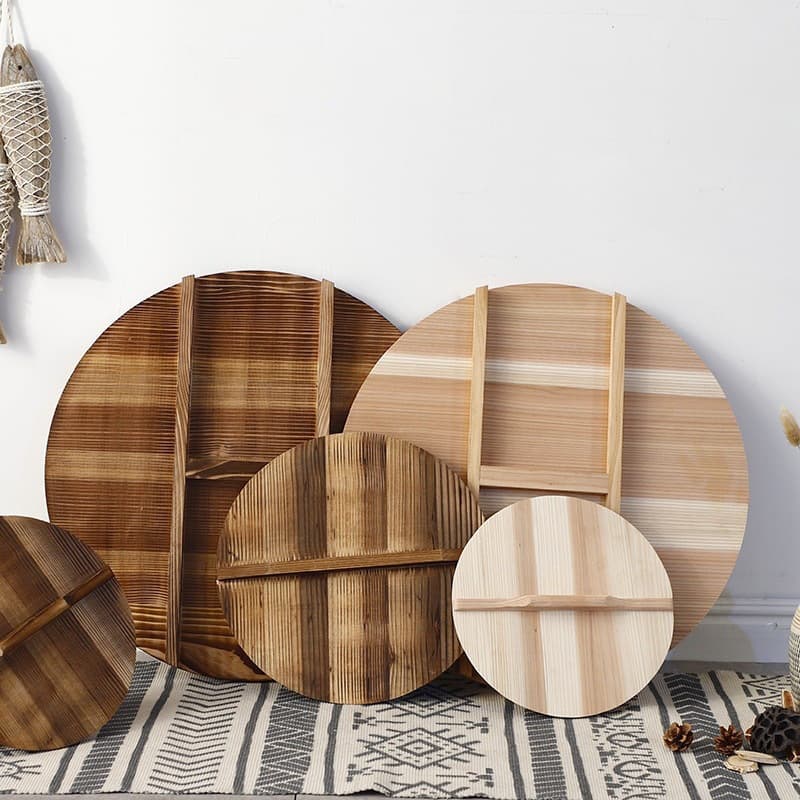 Solid Wood Pot Lid Cedar Round Wok Lid Household Wooden Lid Water Jar Lid Ceramic Jar Lid Custom Farm Large Pot Lid