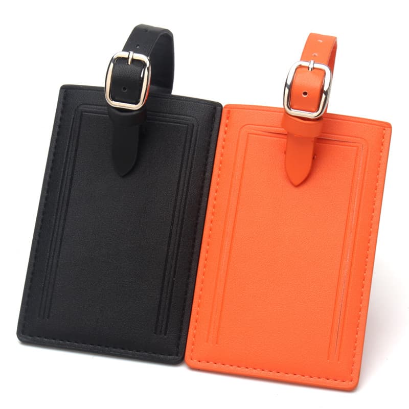 Luxury Leather Rectangular Luggage Tag with Hidden Design for Men and Women, Customizable for LOGO Advertising