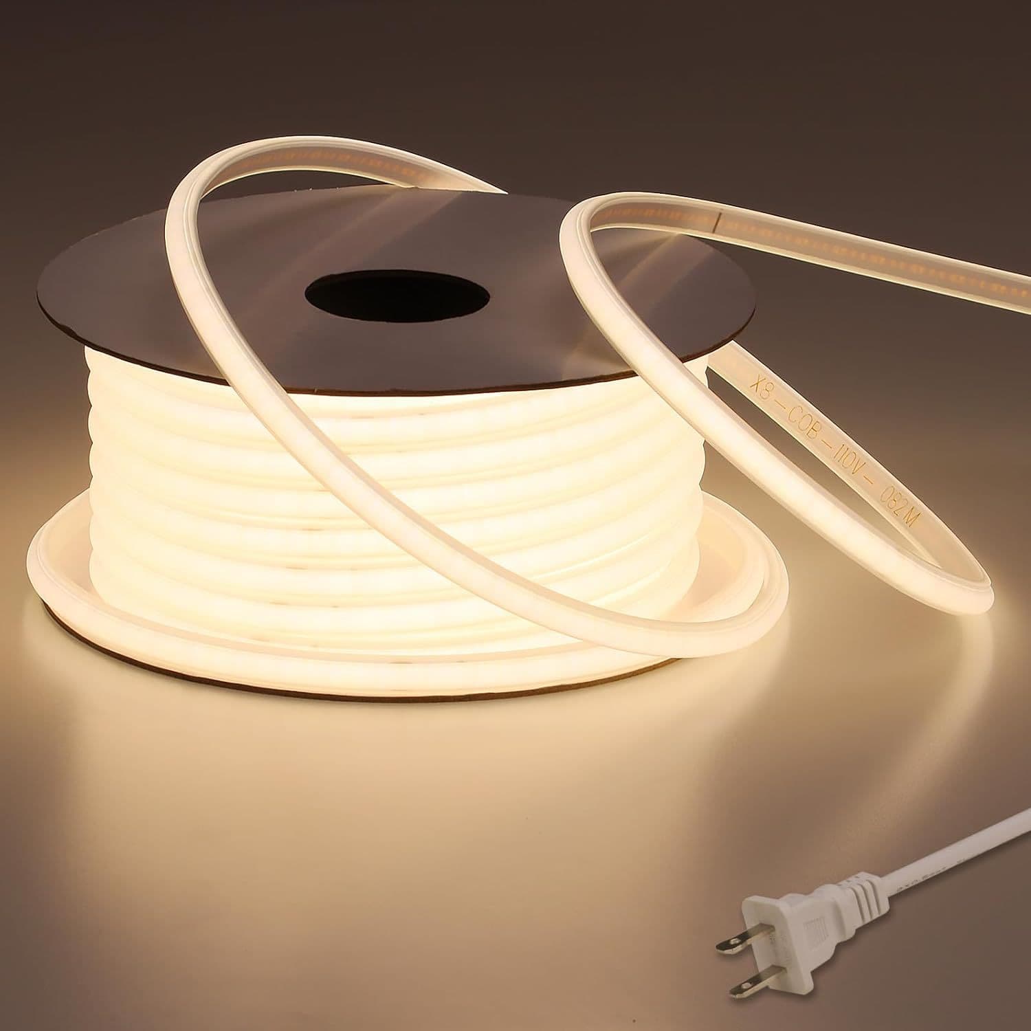 Cob High-Voltage Light Strip 220V Outdoor Waterproof Silicone Neon Light Strip Cob High-Voltage Light Strip Self-Adhesive with Light but No Visible Light Source