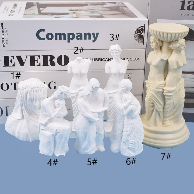 Davis Sculpture Mother-Child Pregnant Woman Emotion Figure Candle Silicone Mold DIY Plaster Resin Ornament Mold