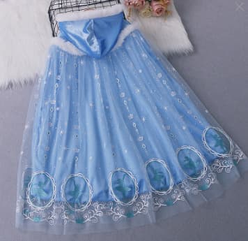 [Curated] Girls Frozen Cape Cloak Outerwear Elsa Princess Spring Autumn Kids Tie Warm In Stock