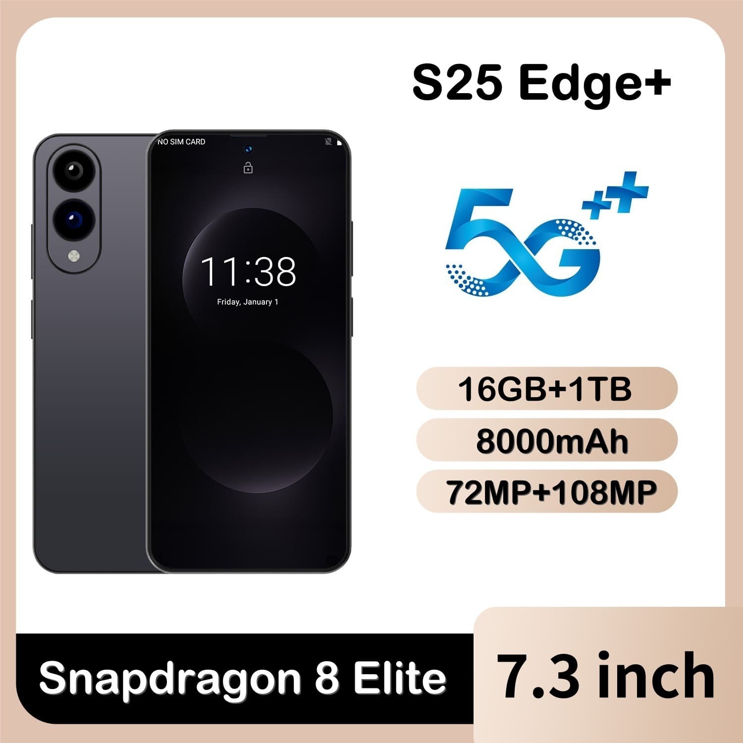 New Cross-Border Smartphone S25 Edge+ Large Screen 16+1TB Smartphone Factory Price Wholesale (Hot Deal)